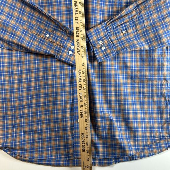 Coastal Cotton Plaid Long Sleeve Classic Fit Blue/Org Button Down Shirt Mens XXL - Picture 8 of 10